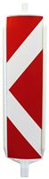 Baliză direcţională standard, dreapta / stânga, în formă de săgeată, roşu-albă, tip 1, cu picior, 60/60mm, UA72, Z25487RLPOES