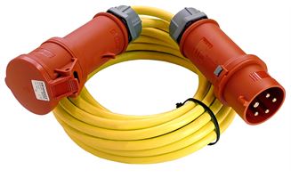 Cablu pentru construcţii 5 x 2,5mm 25ml AT N07V3V3-F cu fişă şi conector, 16A, Z5252516
