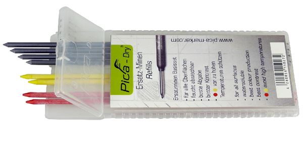 Graphitminen-Set 8-tlg (rot,gelb,grau) für PICA-DRY Lochmarker, Z409420
