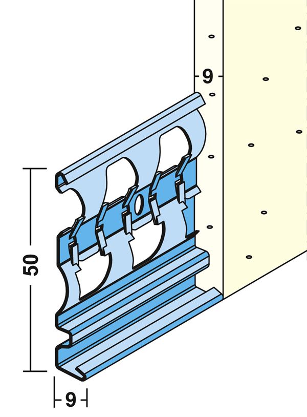 Profil pentru închiderea tencuielii 1219, 9mm, 3 ml/bară, 25 bare/legătură, 60 legături/palet, Z41219300