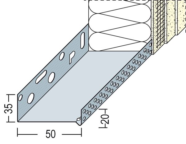 Profil soclu-jgheab WDVS, din aluminiu, 50mm, 90605 (9145), 2,50 ml/bară, 10 bare/legătură, Z490605