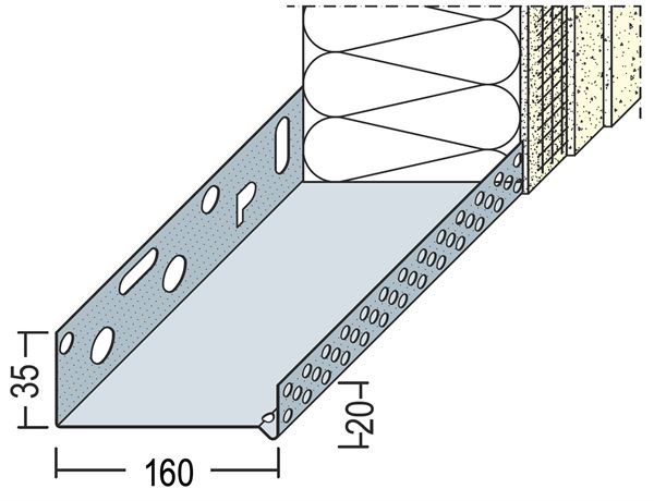 Profil soclu-jgheab WDVS, din aluminiu, 160mm, 90816 (9214), 2,50 ml/bară, 6 bare/legătură, Z490816