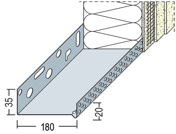 Profil soclu-jgheab WDVS, din aluminiu, 180mm, 90818 (9216), 2,50 ml/bară, 6 bare/legătură, Z490818