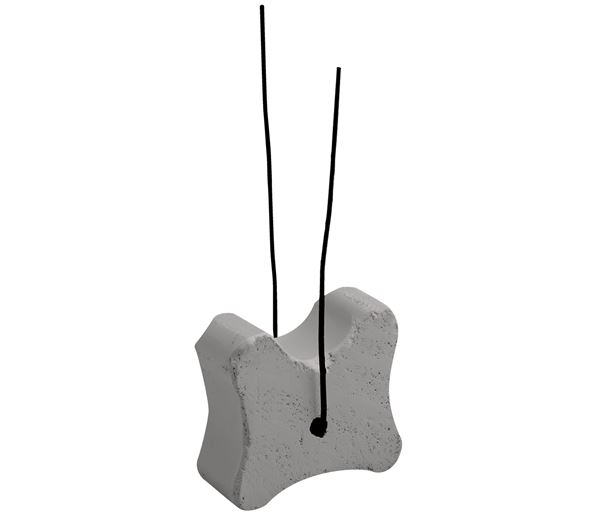 Piesă din beton fibros, în formă de os, cu sârmă, 45/55/60mm, lăţimea de tăiere 28mm, 125 bucăţi/sac, 40 saci/palet, ZFBEKD45