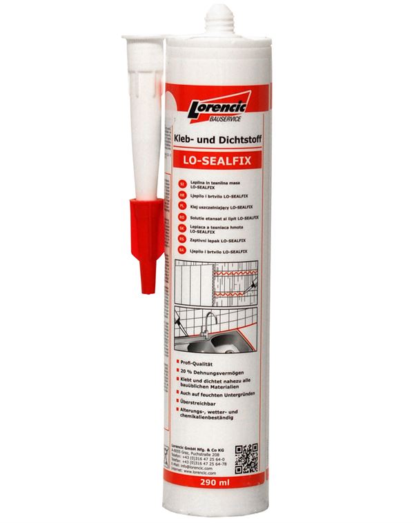 Adeziv de etanşare LO-SEALFIX, alb, 290ml, 12 bucăţi/cutie, 120 cutii/palet, ZKR186LO